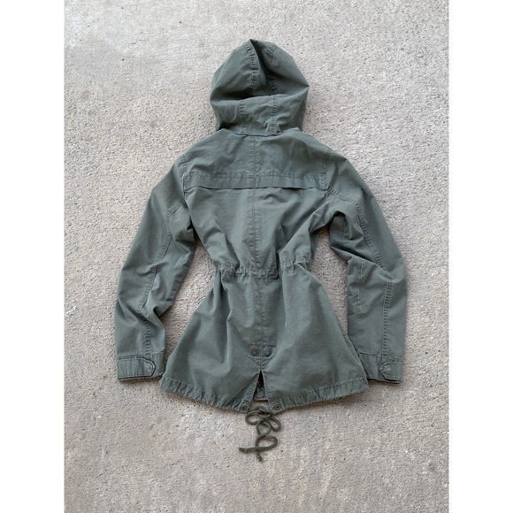 Vintage Ambiance Y2K Womens Size M Hooded Army Green Cotton Utility Jacket Adjus - Picture 6 of 10